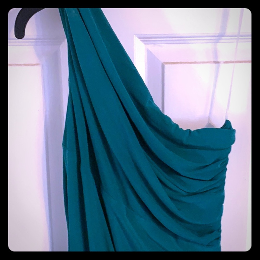 Chaps evening dress, one shoulder